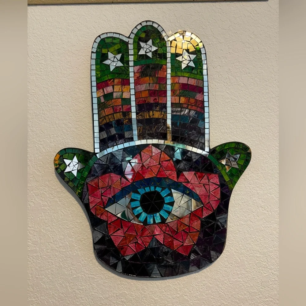 Large Hamsa Hand Mosaic Wall Hanging, 19.75